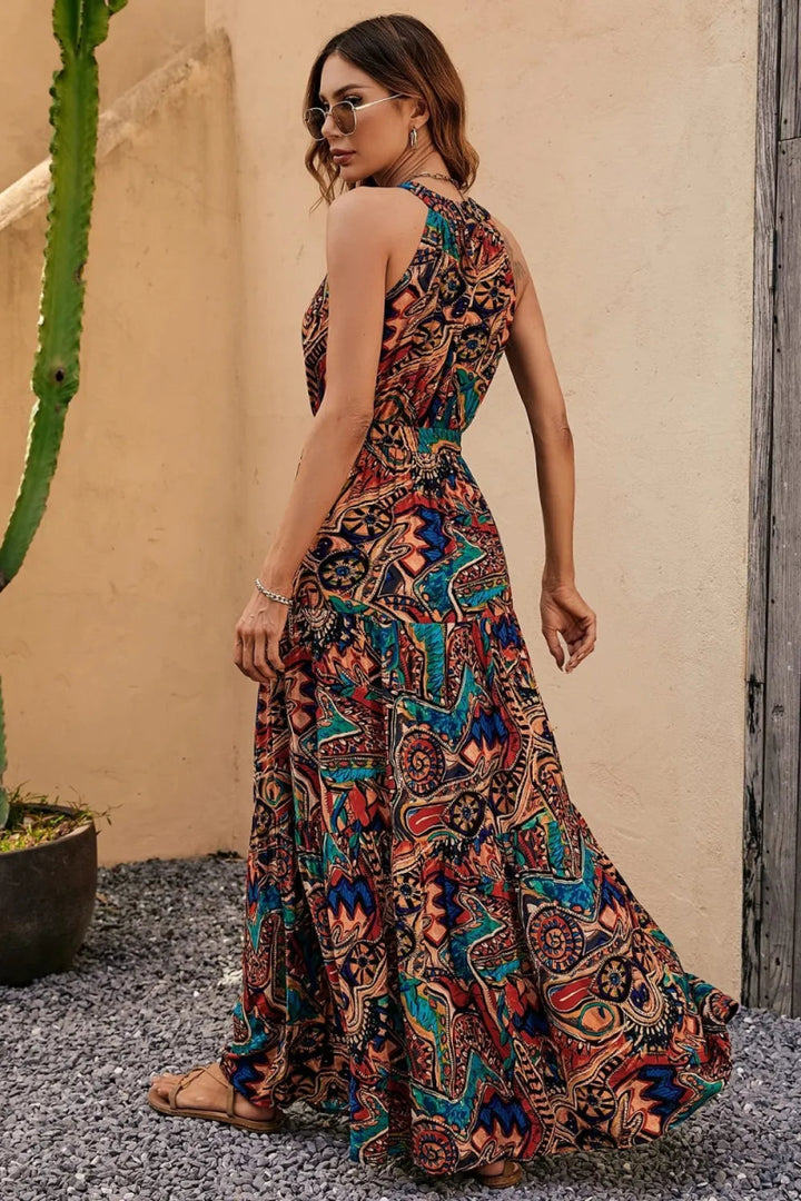 Tied Floral Sleeveless Dress - Brown - S - ca34ae11 - 18fb - 46fb - aeab - 745e46780855 - Max - Tatoo Tee