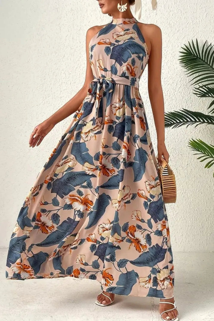 Tied Floral Sleeveless Dress - Dusty Blue - S - 5e91ce87 - c68c - 476a - b92b - 2b4621e96780 - Max - Tatoo Tee