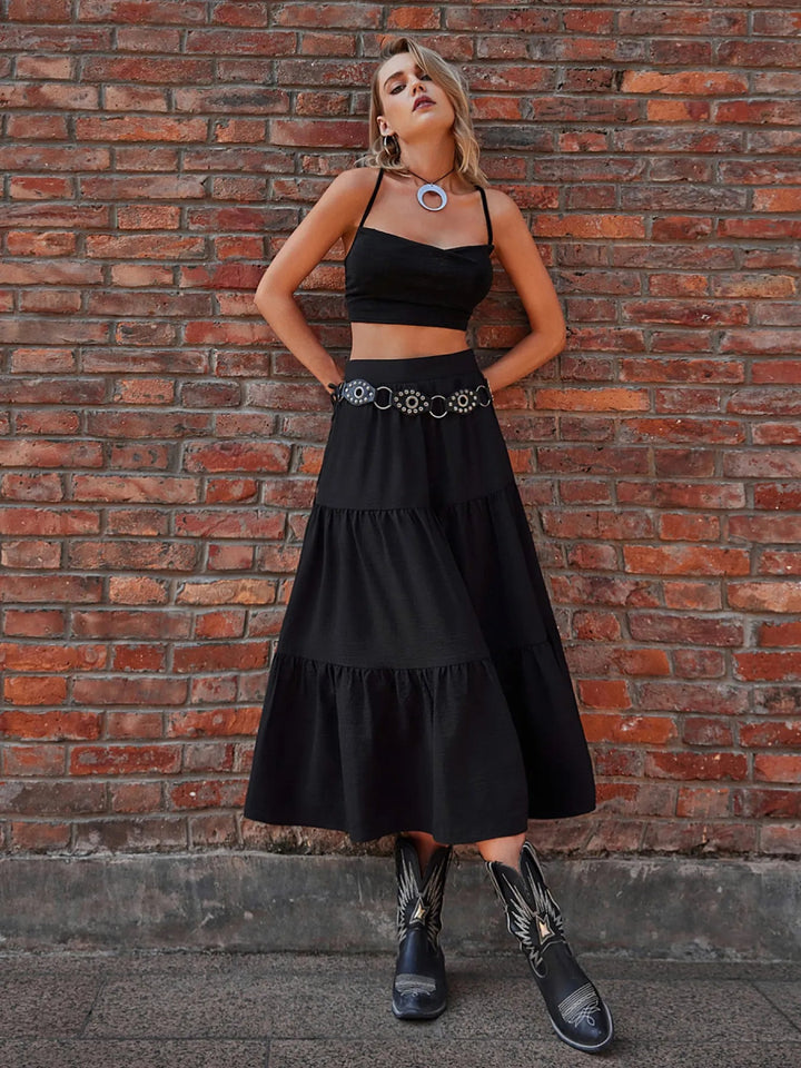 Tiered Midi Skirt - Black - S - 7b6cb065 - 94f4 - 453e - 8135 - b5db77437e7b - Max - Origin - Tatoo Tee
