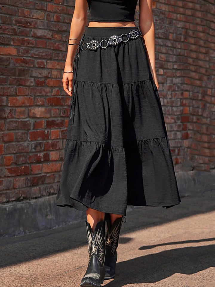 Tiered Midi Skirt - Black - S - 138c9322 - f547 - 47b5 - a3aa - 067a48f2cc30 - Max - Origin - Tatoo Tee