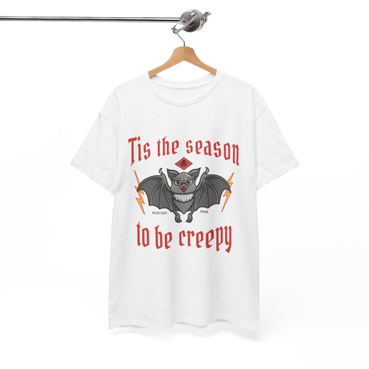 Tis the Season to Be Creepy Unisex Heavy Cotton Tee - Heliconia - S - Tis the Season to Be Creepy Unisex Heavy Cotton Tee - Tatoo Tee