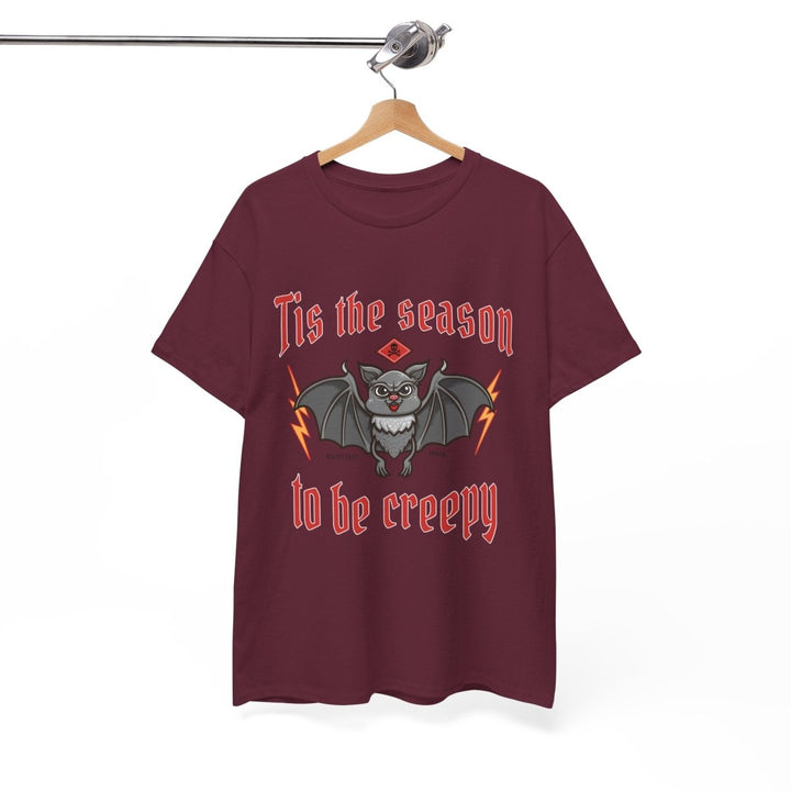 Tis the Season to Be Creepy Unisex Heavy Cotton Tee - Heliconia - S - Tis the Season to Be Creepy Unisex Heavy Cotton Tee - Tatoo Tee