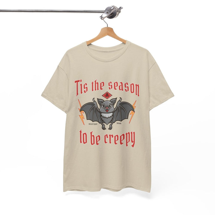 Tis the Season to Be Creepy Unisex Heavy Cotton Tee - Heliconia - S - Tis the Season to Be Creepy Unisex Heavy Cotton Tee - Tatoo Tee