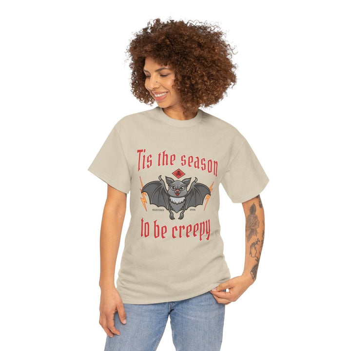 Tis the Season to Be Creepy Unisex Heavy Cotton Tee - Heliconia - S - Tis the Season to Be Creepy Unisex Heavy Cotton Tee - Tatoo Tee