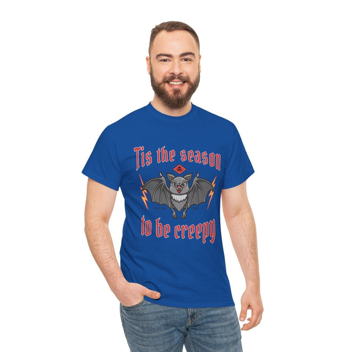 Tis the Season to Be Creepy Unisex Heavy Cotton Tee - Royal - S - Tis the Season to Be Creepy Unisex Heavy Cotton Tee - Tatoo Tee