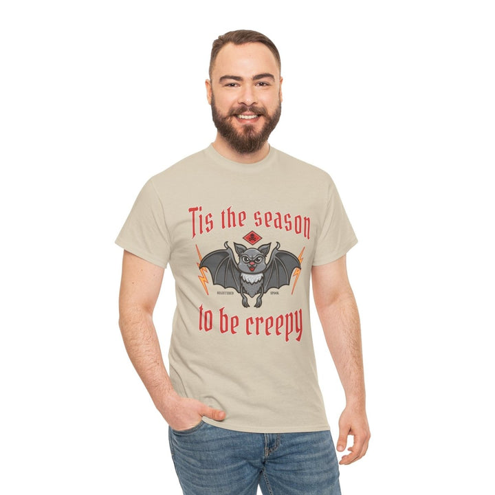 Tis the Season to Be Creepy Unisex Heavy Cotton Tee - Sand - S - Tis the Season to Be Creepy Unisex Heavy Cotton Tee - Tatoo Tee