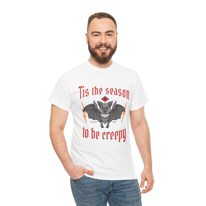 Tis the Season to Be Creepy Unisex Heavy Cotton Tee - White - S - Tis the Season to Be Creepy Unisex Heavy Cotton Tee - Tatoo Tee