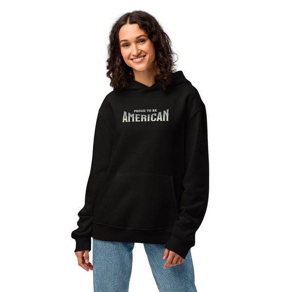 To Be America Oversized heavyweight hoodie - Black - S - Product mockup - Tatoo Tee