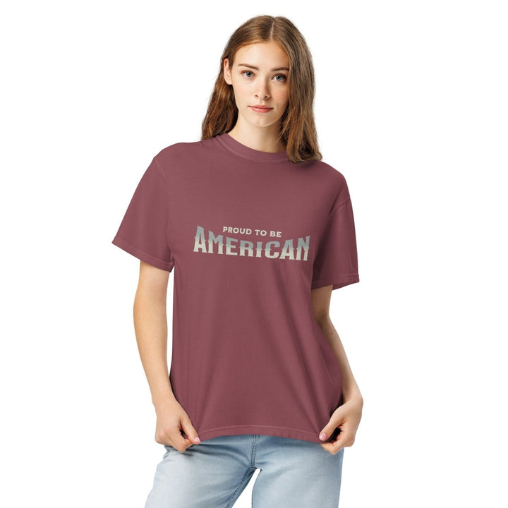 To Be America Unisex garment - dyed heavyweight t-shirt - Brick - S - Product mockup - Tatoo Tee