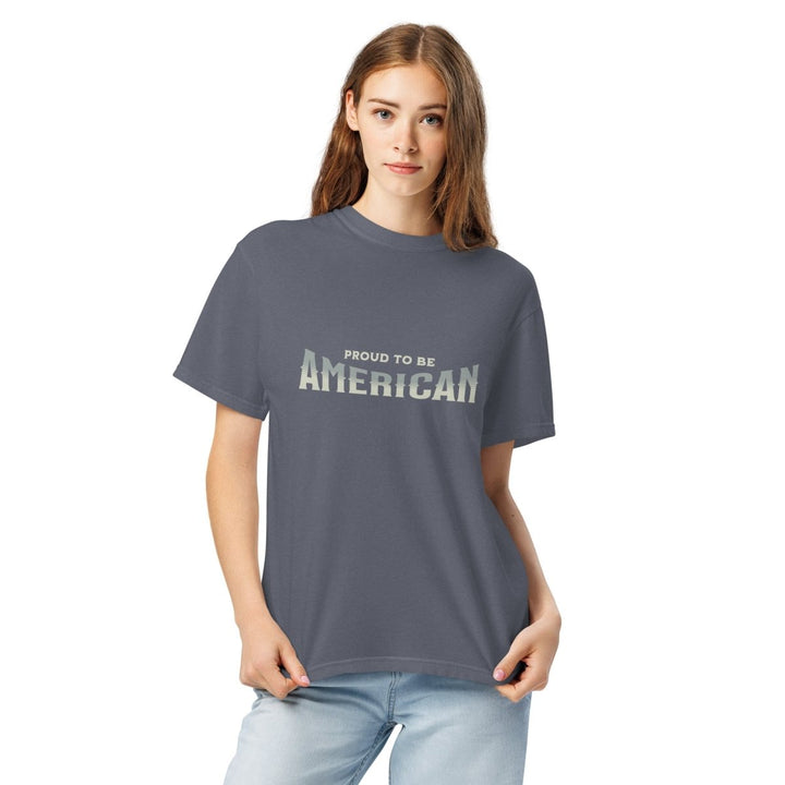 To Be America Unisex garment - dyed heavyweight t-shirt - Denim - S - Product mockup - Tatoo Tee