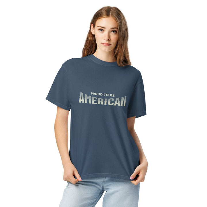 To Be America Unisex garment - dyed heavyweight t-shirt - Midnight - S - Product mockup - Tatoo Tee