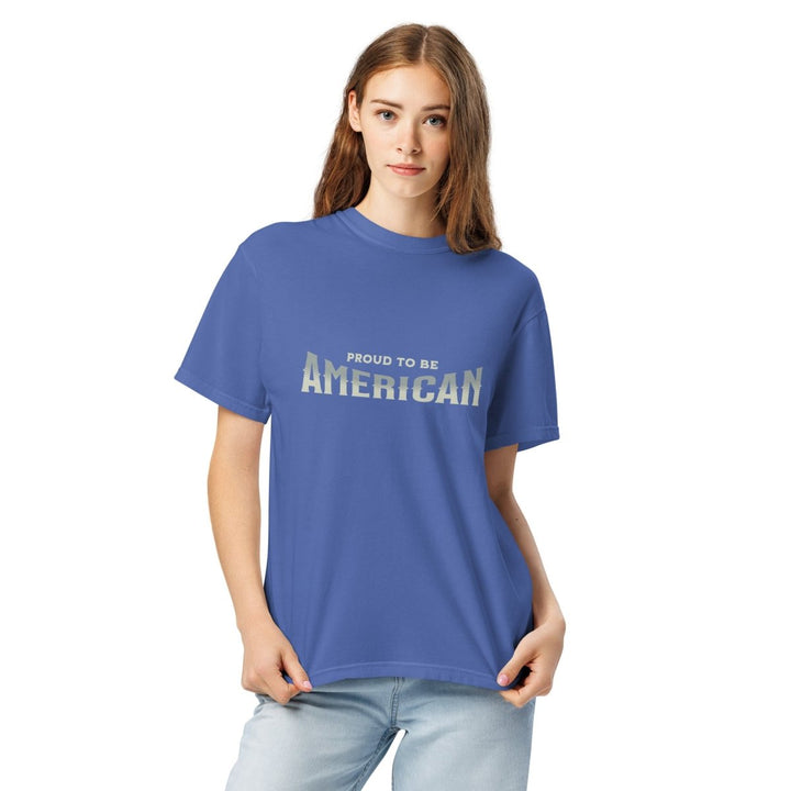 To Be America Unisex garment - dyed heavyweight t-shirt - Mystic Blue - S - Product mockup - Tatoo Tee