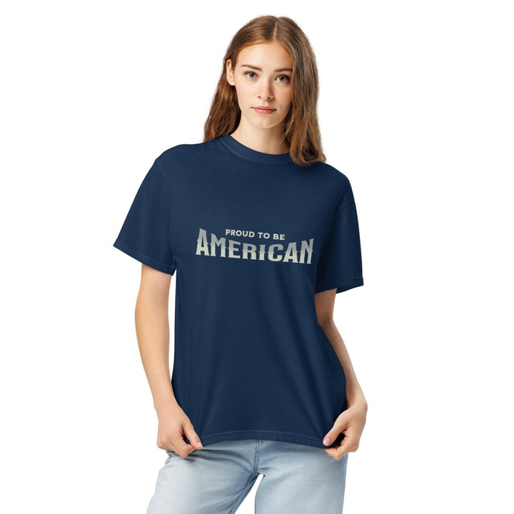 To Be America Unisex garment - dyed heavyweight t-shirt - Navy - S - Product mockup - Tatoo Tee