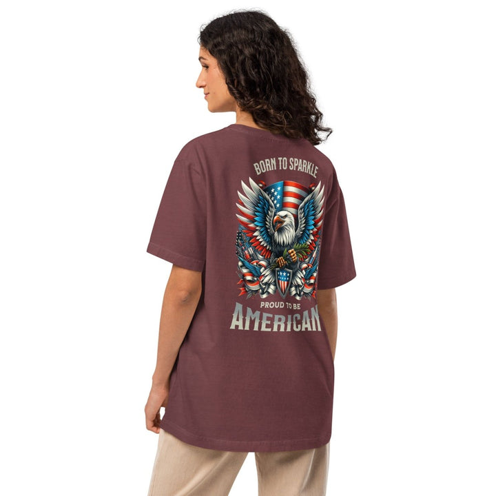 To Be America Unisex oversized t-shirt - Washed Maroon - S - Product mockup - Tatoo Tee