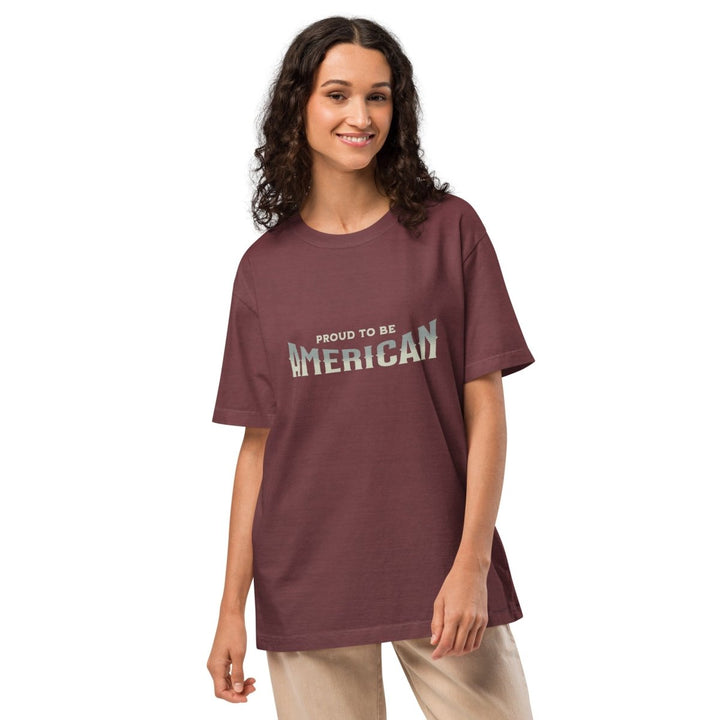 To Be America Unisex oversized t-shirt - Washed Maroon - S - Product mockup - Tatoo Tee