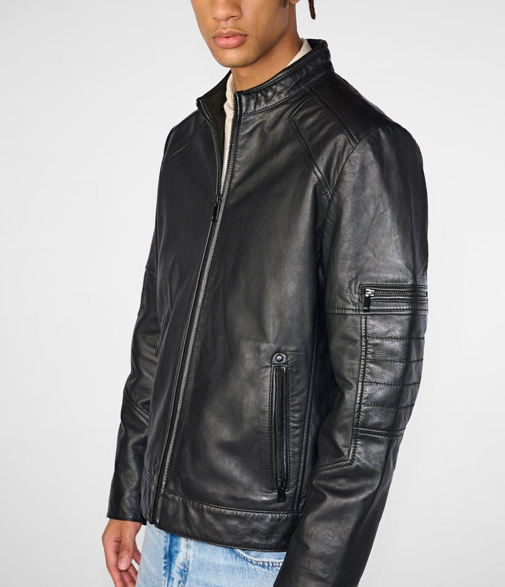 Toby Leather Jacket - Black - XS - Toby Leather Jacket - Tatoo Tee
