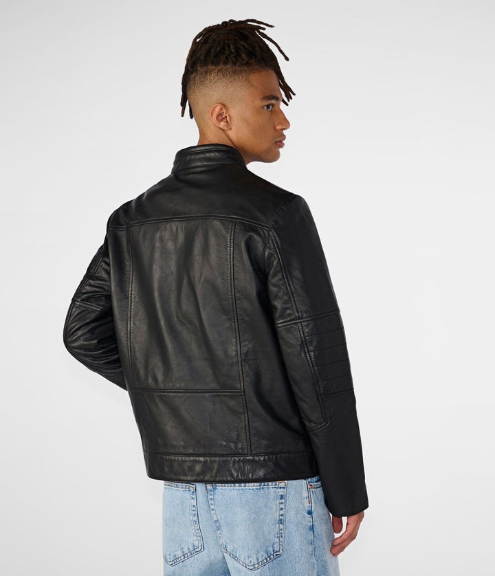 Toby Leather Jacket - Black - XS - Toby Leather Jacket - Tatoo Tee