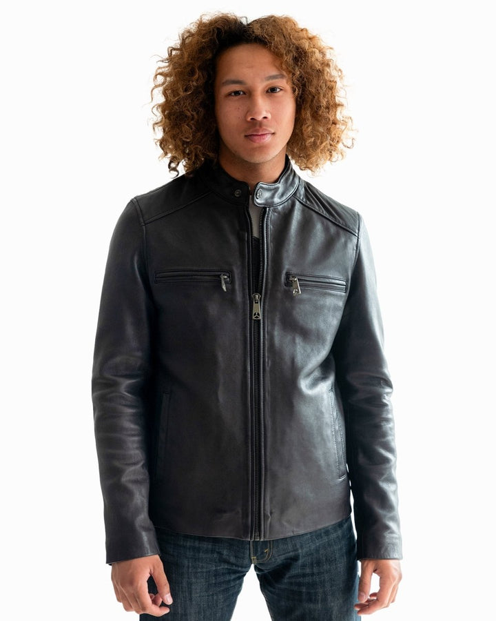 TOP GUN KEEP 'EM FLYING RACER LEATHER JACKET - Black - S - TOP GUN KEEP 'EM FLYING RACER LEATHER JACKET - Tatoo Tee