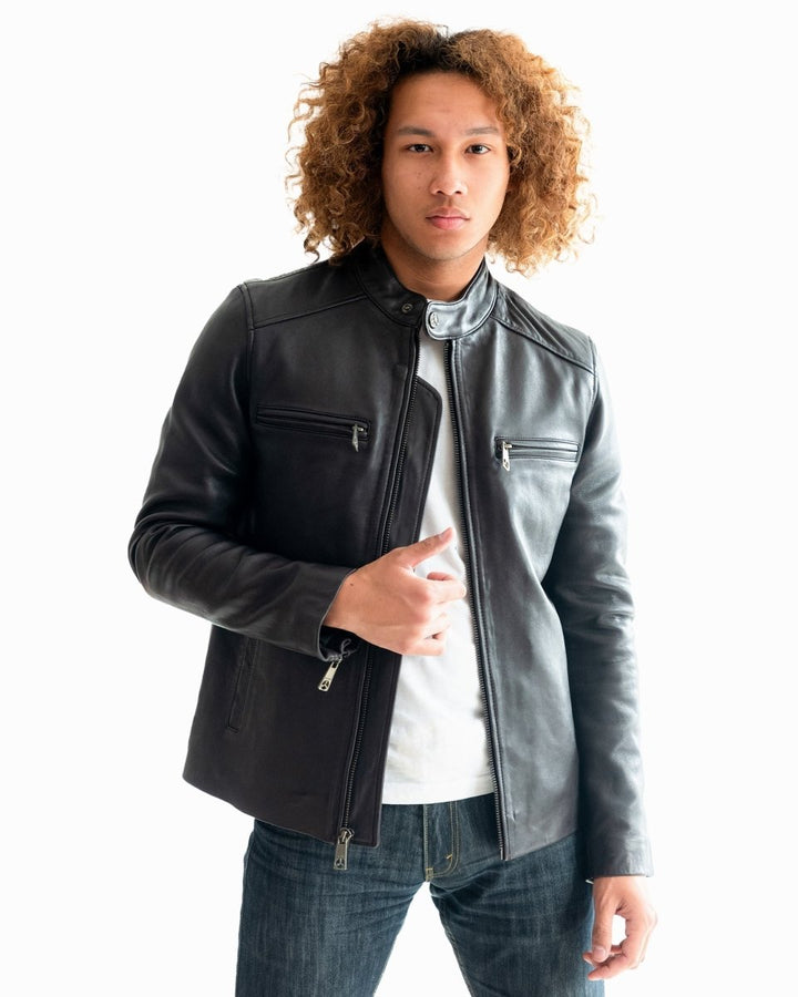 TOP GUN KEEP 'EM FLYING RACER LEATHER JACKET - Black - S - TOP GUN KEEP 'EM FLYING RACER LEATHER JACKET - Tatoo Tee