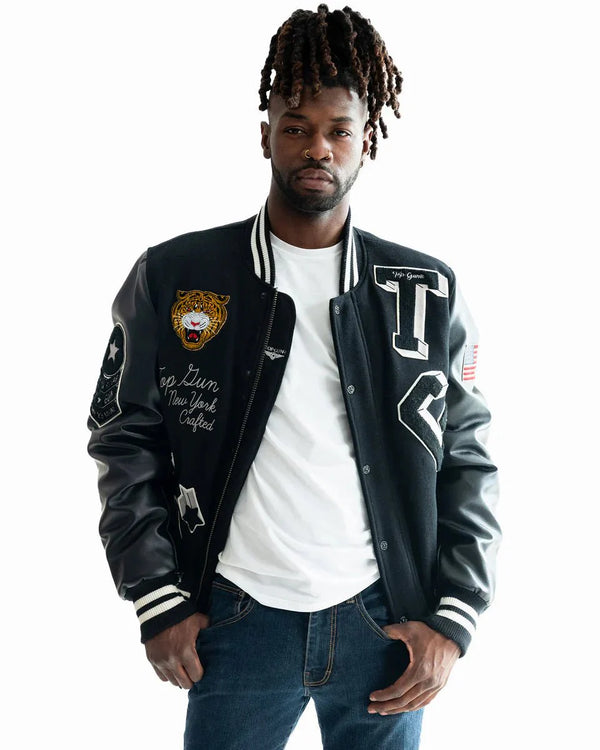 TOP GUN MEN'S TIGER VARSITY JACKET