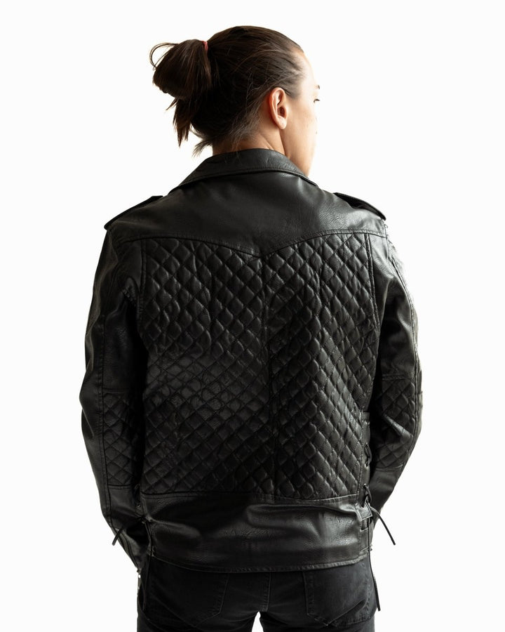 Top Gun Men's Vegan Leather Moto Jacket - Black - XS - Top Gun Men's Vegan Leather Moto Jacket - Tatoo Tee