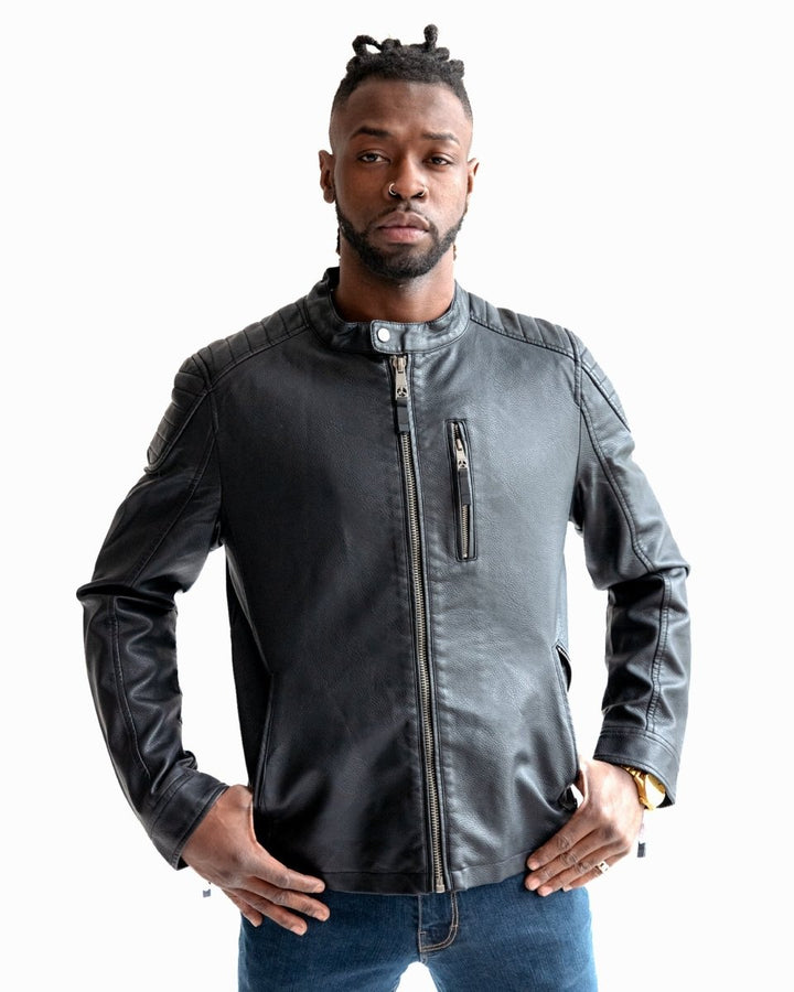 TOP GUN VEGAN LEATHER RACER JACKET - Black - S - TOP GUN VEGAN LEATHER RACER JACKET - Tatoo Tee