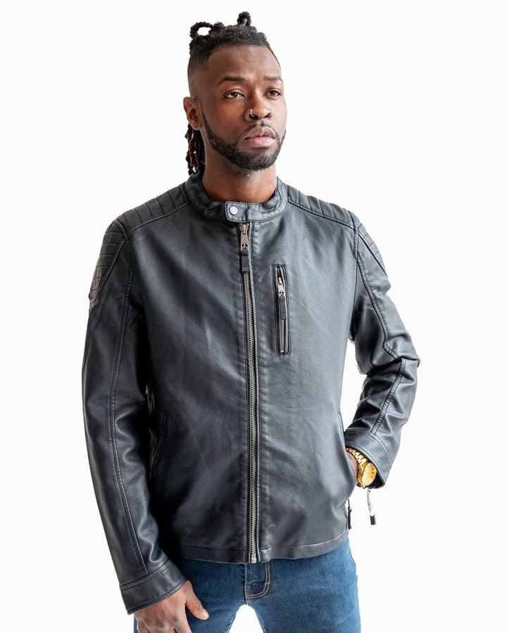 TOP GUN VEGAN LEATHER RACER JACKET - Black - S - TOP GUN VEGAN LEATHER RACER JACKET - Tatoo Tee