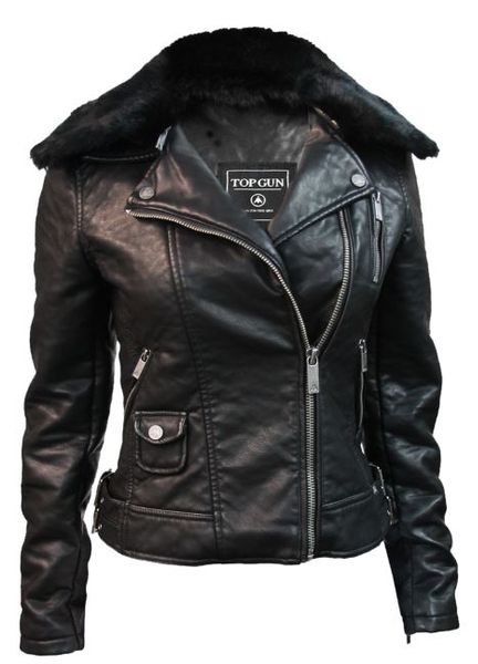 Top Gun  Women’s Textured Vegan Leather Motorcycle Jacket