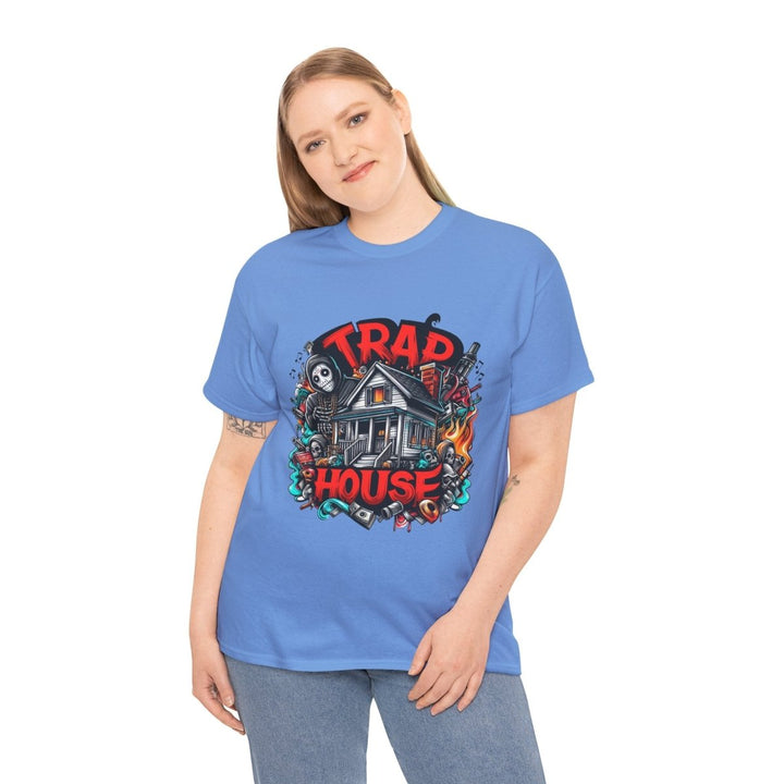 Trap House Unisex Heavy Cotton Tee - Carolina Blue - S - Trap House Unisex Heavy Cotton Tee - Tatoo Tee