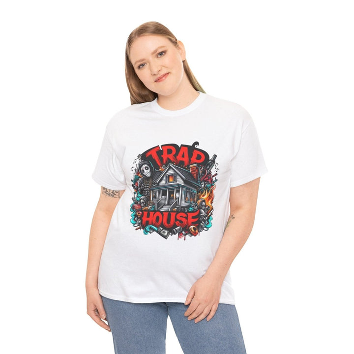 Trap House Unisex Heavy Cotton Tee - White - S - Trap House Unisex Heavy Cotton Tee - Tatoo Tee
