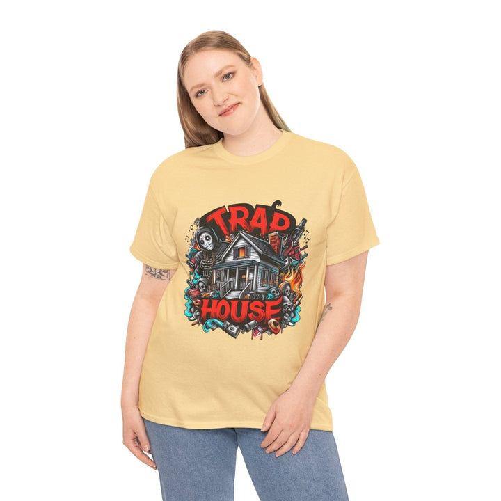 Trap House Unisex Heavy Cotton Tee - Yellow Haze - S - Trap House Unisex Heavy Cotton Tee - Tatoo Tee