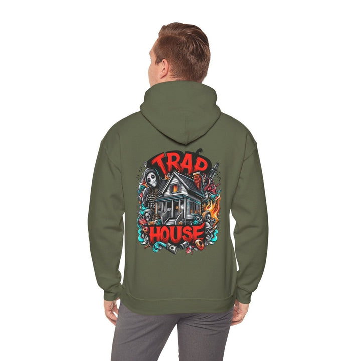 Trap House Unisex Hoodie - Military Green - S - Trap House Unisex Hoodie - Tatoo Tee