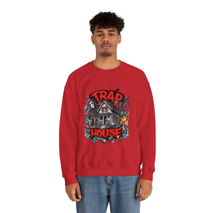Trap House Unisex Sweatshirt - S - Antique Cherry Red - Trap House Unisex Sweatshirt - Tatoo Tee