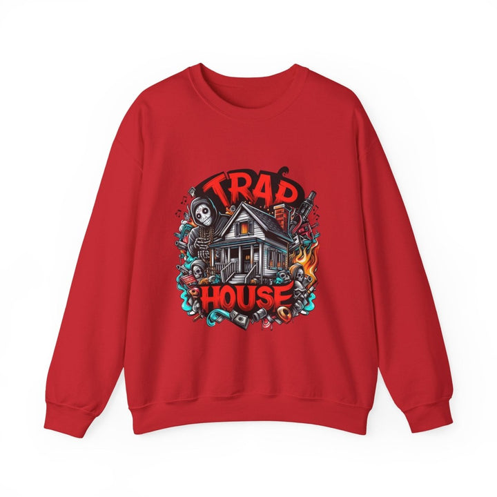 Trap House Unisex Sweatshirt - S - Antique Cherry Red - Trap House Unisex Sweatshirt - Tatoo Tee