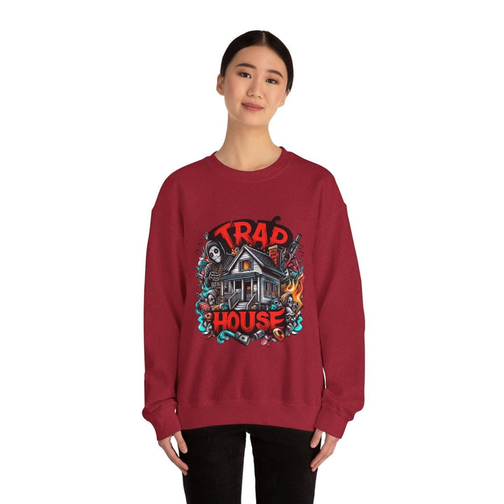 Trap House Unisex Sweatshirt - S - Antique Cherry Red - Trap House Unisex Sweatshirt - Tatoo Tee