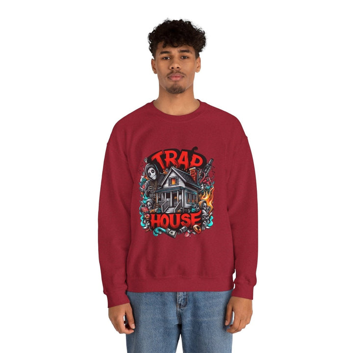 Trap House Unisex Sweatshirt - S - Antique Cherry Red - Trap House Unisex Sweatshirt - Tatoo Tee