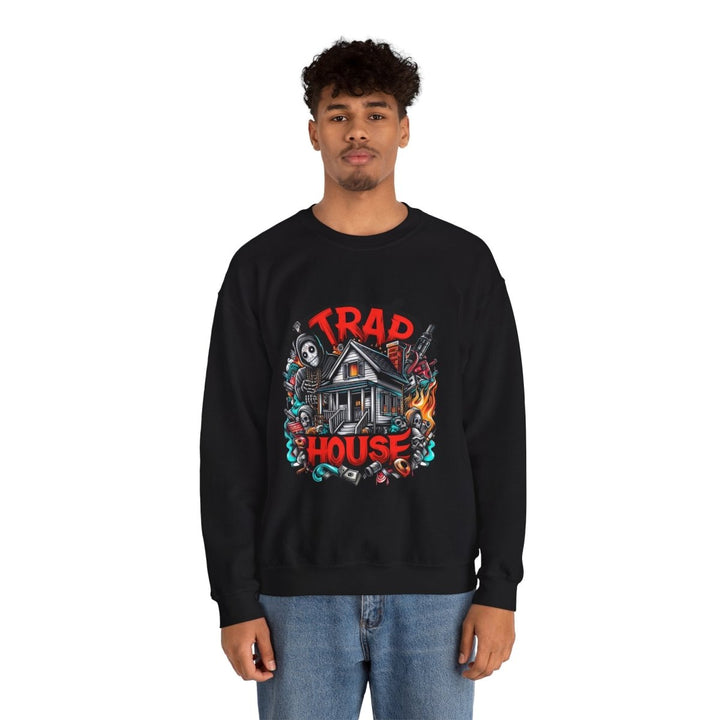 Trap House Unisex Sweatshirt - S - Antique Cherry Red - Trap House Unisex Sweatshirt - Tatoo Tee
