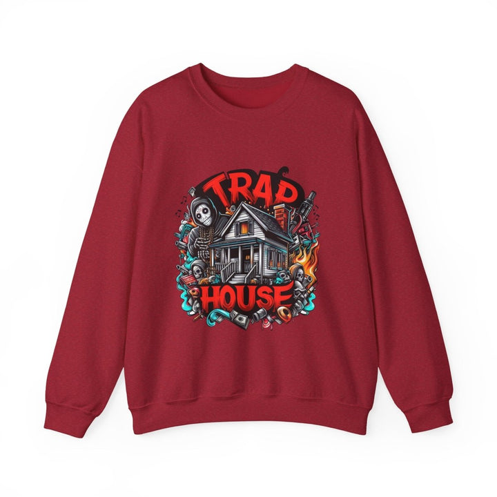 Trap House Unisex Sweatshirt - S - Antique Cherry Red - Trap House Unisex Sweatshirt - Tatoo Tee