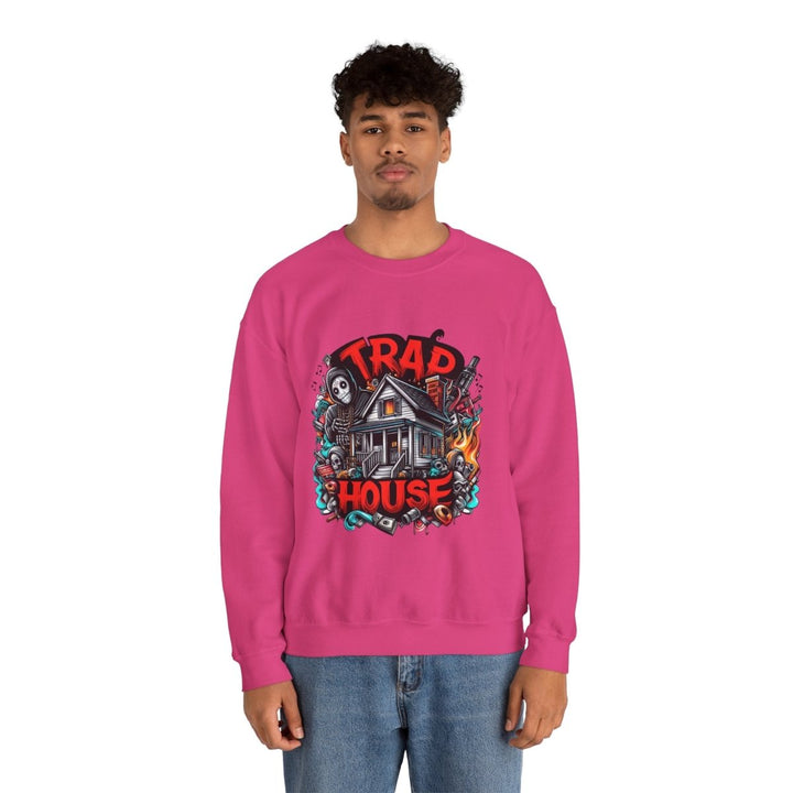 Trap House Unisex Sweatshirt - S - Antique Cherry Red - Trap House Unisex Sweatshirt - Tatoo Tee