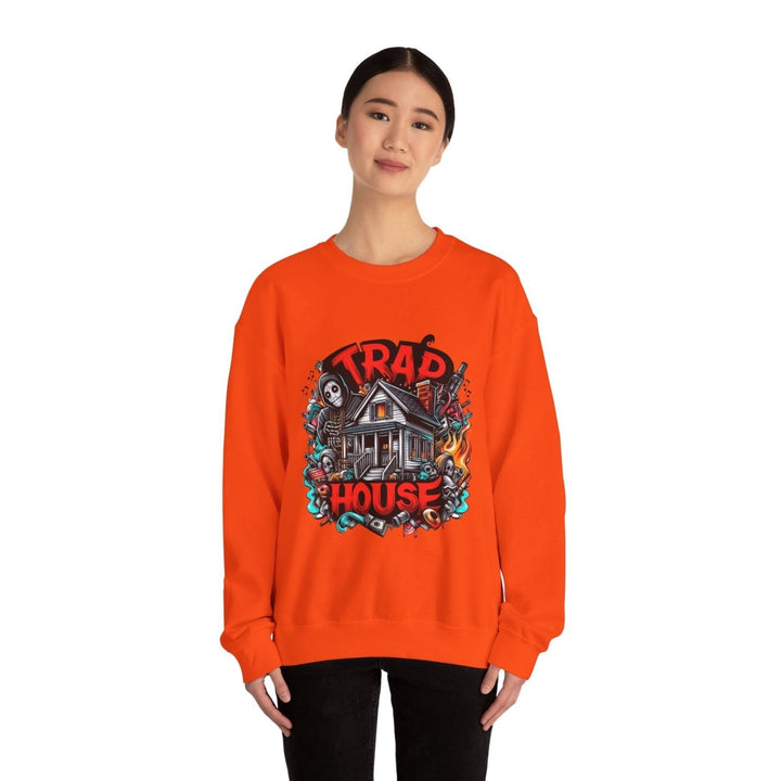 Trap House Unisex Sweatshirt - S - Orange - Trap House Unisex Sweatshirt - Tatoo Tee