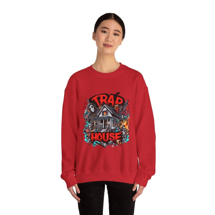 Trap House Unisex Sweatshirt - S - Red - Trap House Unisex Sweatshirt - Tatoo Tee