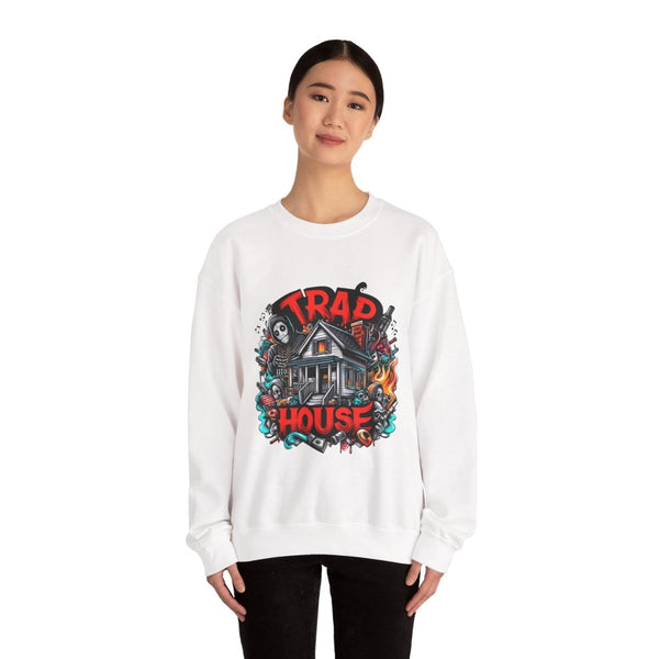 Trap House Unisex Sweatshirt - S - White - Trap House Unisex Sweatshirt - Tatoo Tee