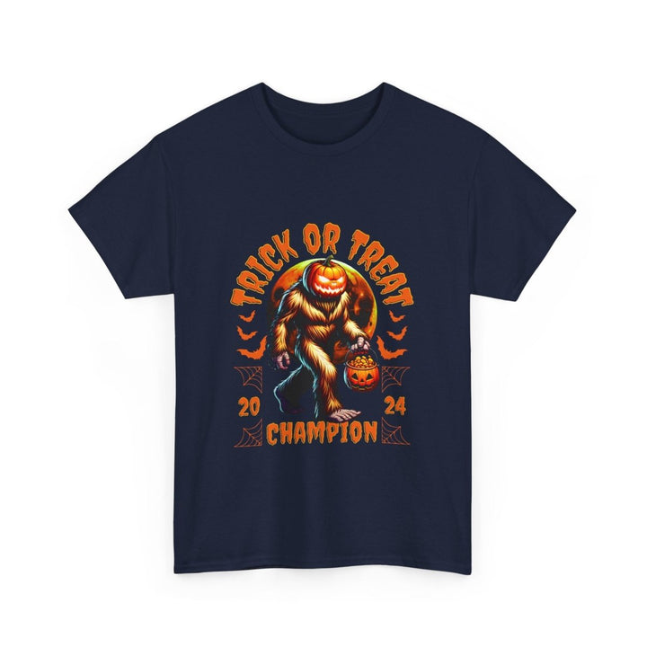Trick or Treat Champion Unisex Heavy Cotton Tee - Perfect for Halloween Celebrations - Navy - S - Trick or Treat Champion Unisex Heavy Cotton Tee - Perfect for Halloween Celebrations - Tatoo Tee