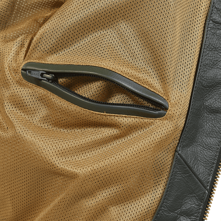 Triumph Braddan Gold Retro Air Race Black Leather Jacket - XS - Triumph Braddan Gold Retro Air Race Black Leather Jacket - Tatoo Tee