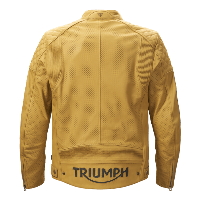 Triumph Braddan Gold Retro Air Race Leather Jacket - XS - Triumph Braddan Gold Retro Air Race Leather Jacket - Tatoo Tee