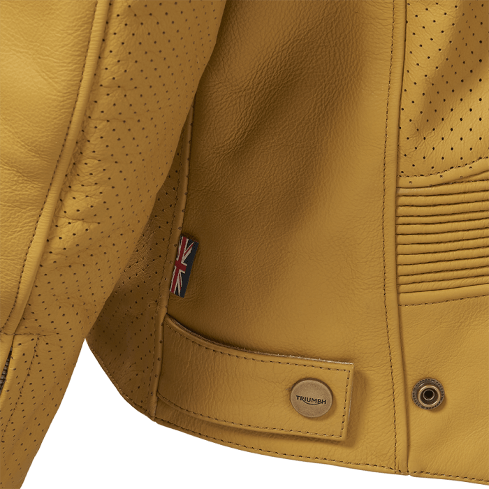 Triumph Braddan Gold Retro Air Race Leather Jacket - XS - Triumph Braddan Gold Retro Air Race Leather Jacket - Tatoo Tee