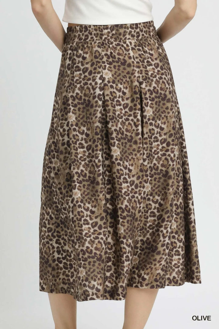 Umgee Drawstring Leopard Midi Skirt - OLIVE - S - fd4b30b5 - fe63 - 4ad2 - a98f - f8e3aa31834d - Max - Origin - Tatoo Tee