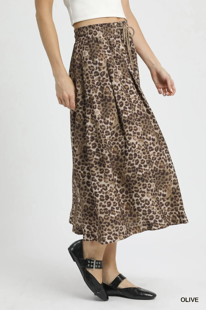 Umgee Drawstring Leopard Midi Skirt - OLIVE - S - 49ba4916 - 53af - 4bdd - 9a1d - f1bbfc4dae28 - Max - Origin - Tatoo Tee