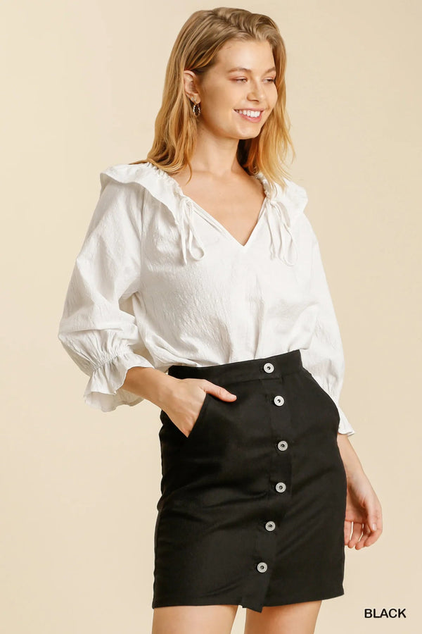 Umgee Linen Blend Button Down Skirt with Pockets - Black - S - 84ffbf6c - 6b50 - 46a6 - ac3b - c6a2756f7d5d - Max - Origin - Tatoo Tee