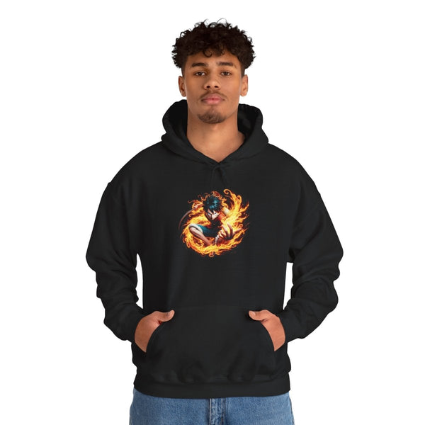 Unisex Fire Spirit Hoodie | Anime Inspired Sweatshirt | Cozy Gift for Fans - S - Black - Unisex Fire Spirit Hoodie | Anime Inspired Sweatshirt | Cozy Gift for Fans - Tatoo Tee